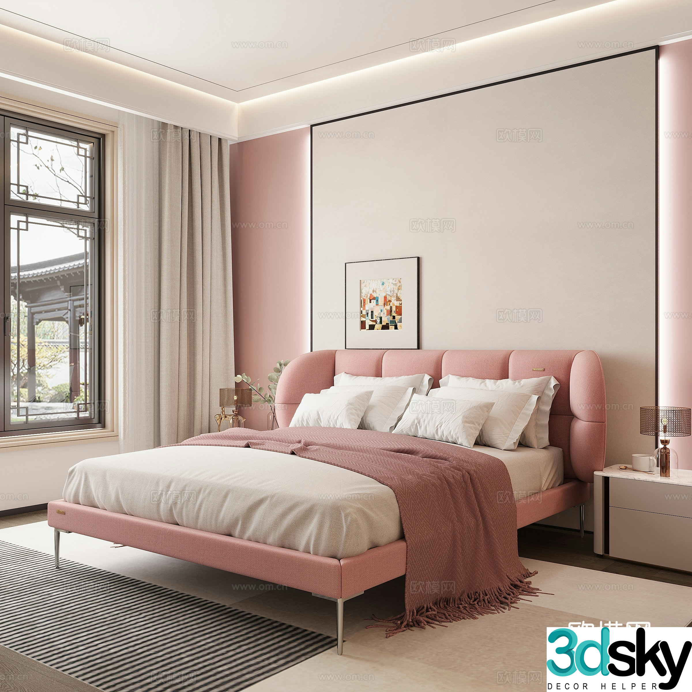 Home bedroom Double bed Master bedroom Jewelry ornaments 3D model
