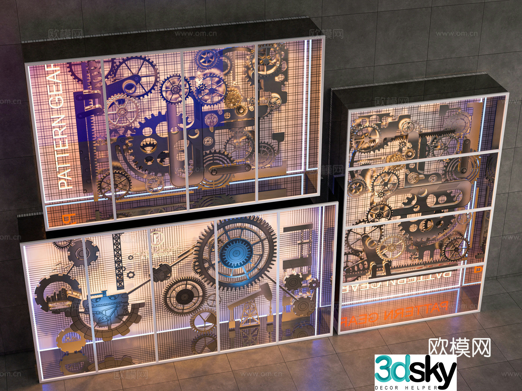 Industrial wind gear window Gear art installation Gear device 3D model