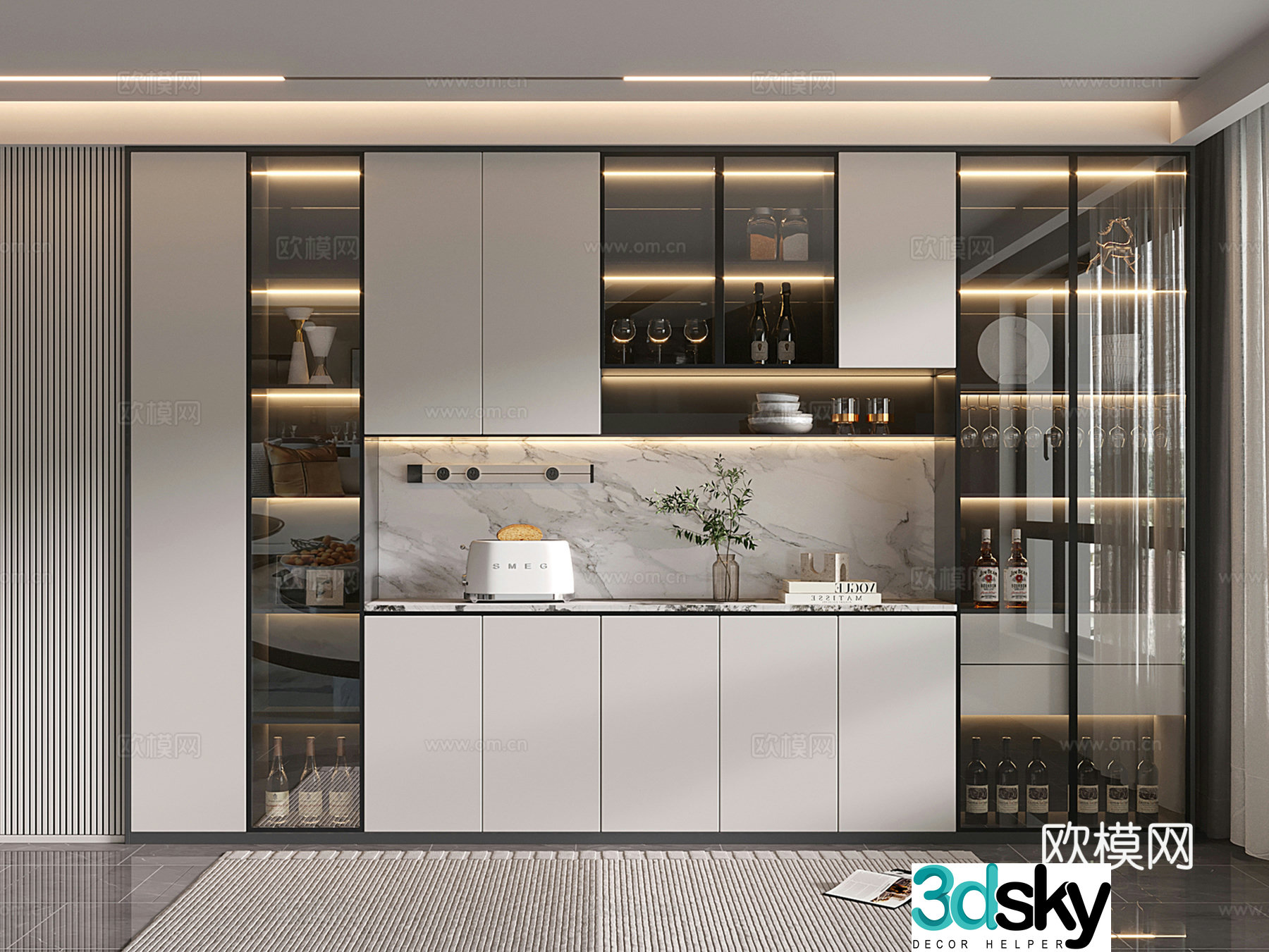 Modern wine cabinet side wine cabinet 3d model