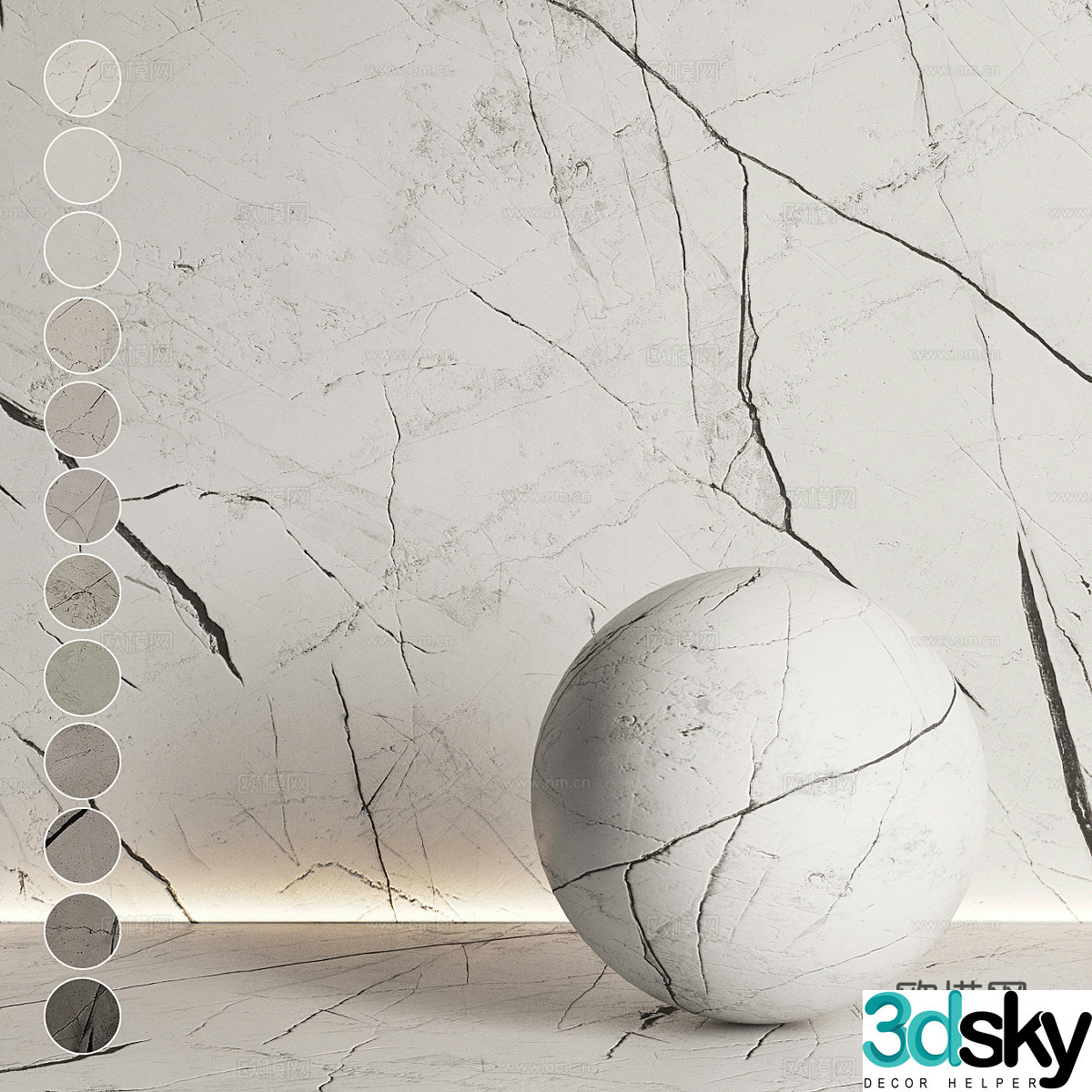 Ceramic tiles rock slabs marble PU stone 3d model