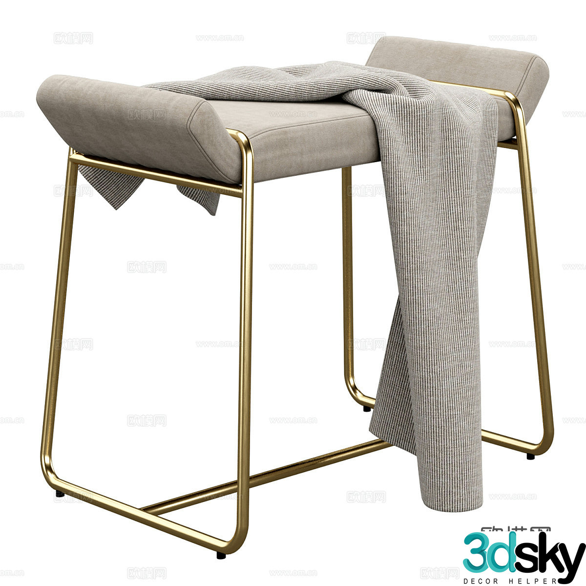 Modern light luxury makeup stool 3D model