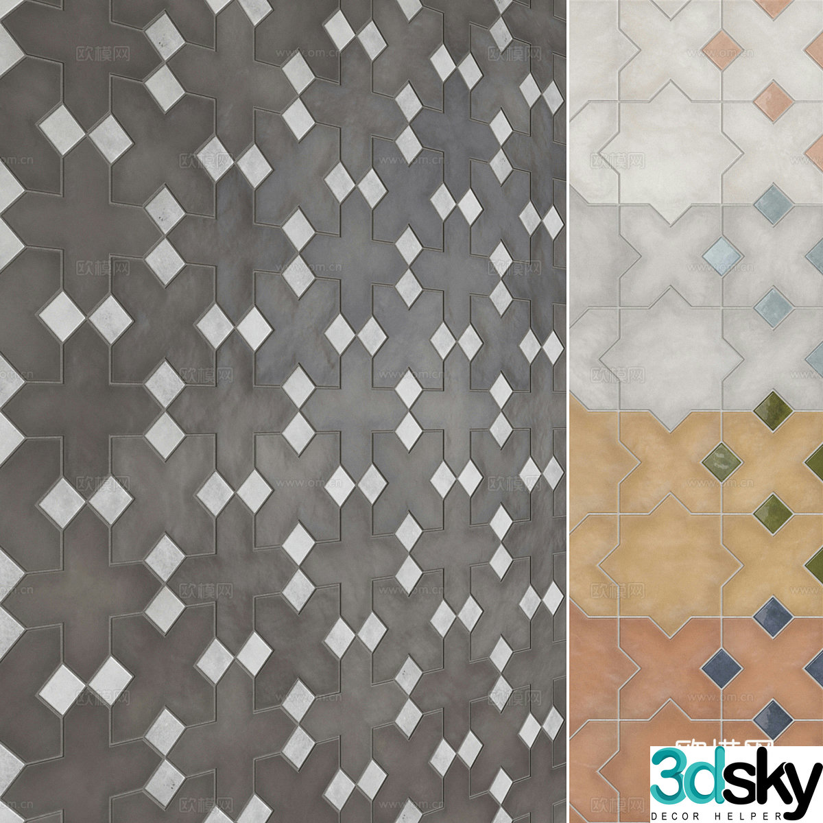 Ceramic tiles Flower tiles Antique tiles 3D model