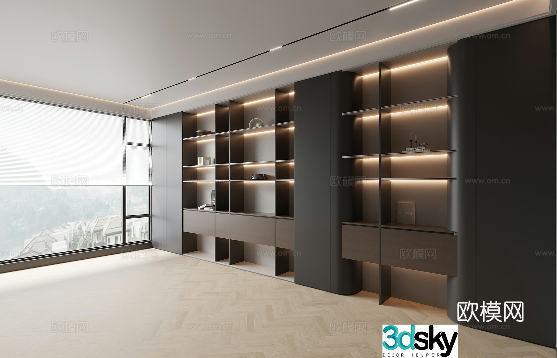 Modern decorative cabinet bookcase 3d model
