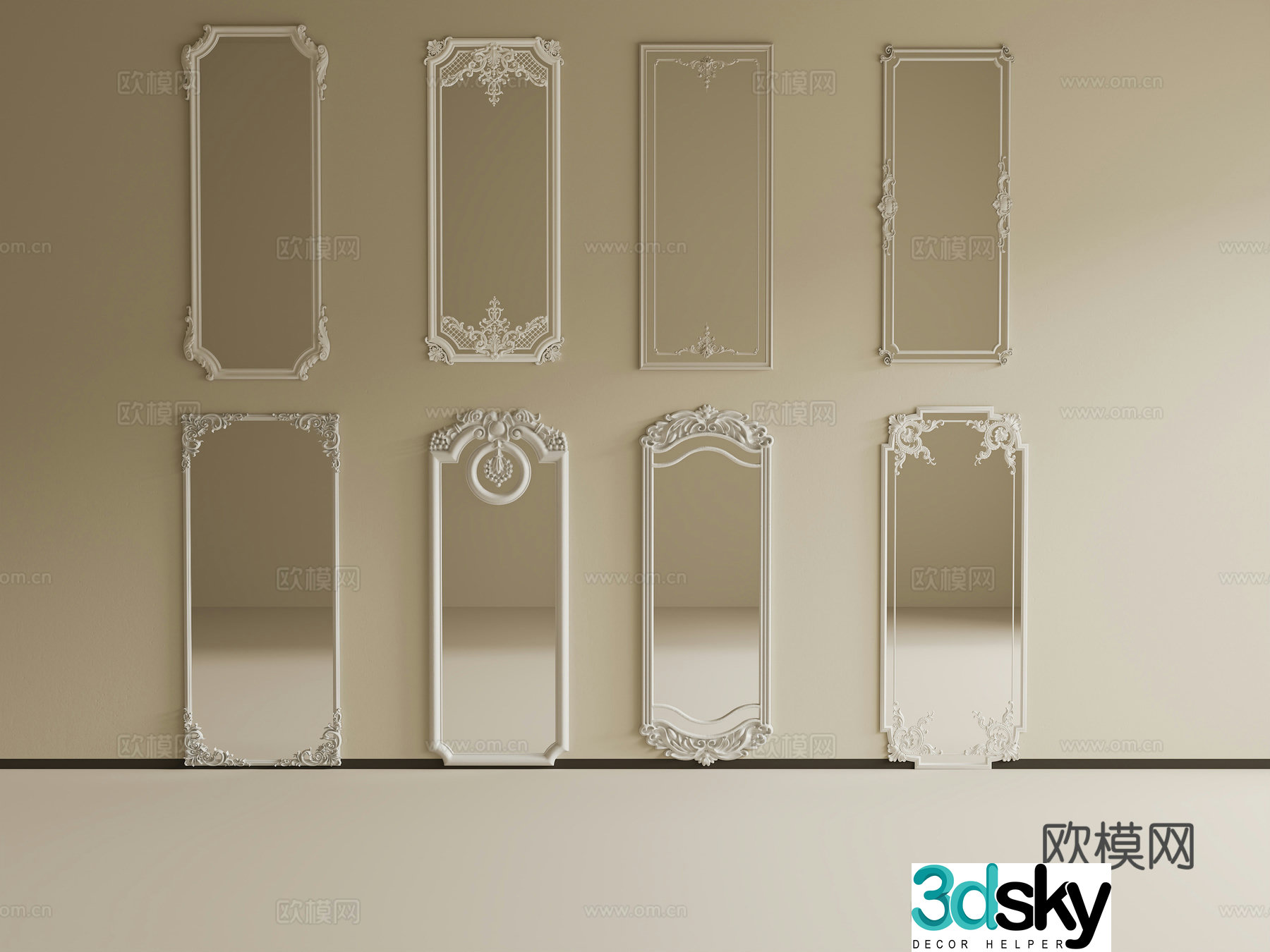 French medieval mirror French mirror French carved mirror Makeup mirror Floor-standing mirror Decorative mirror 3D model