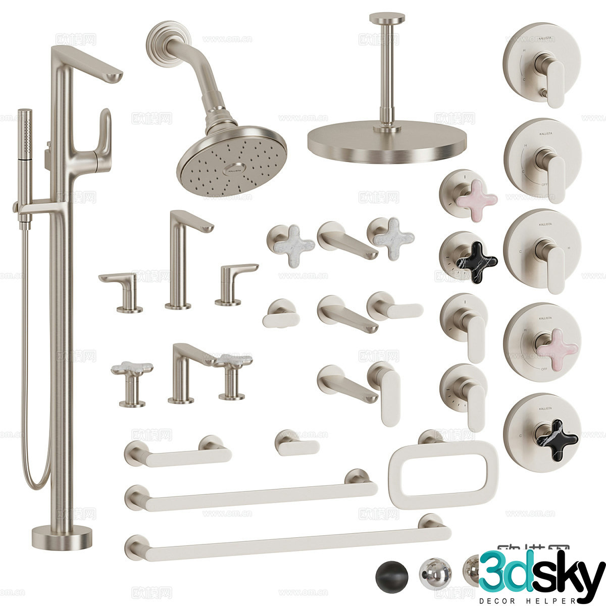 Modern Italian light luxury Kallista shower faucet 3d model