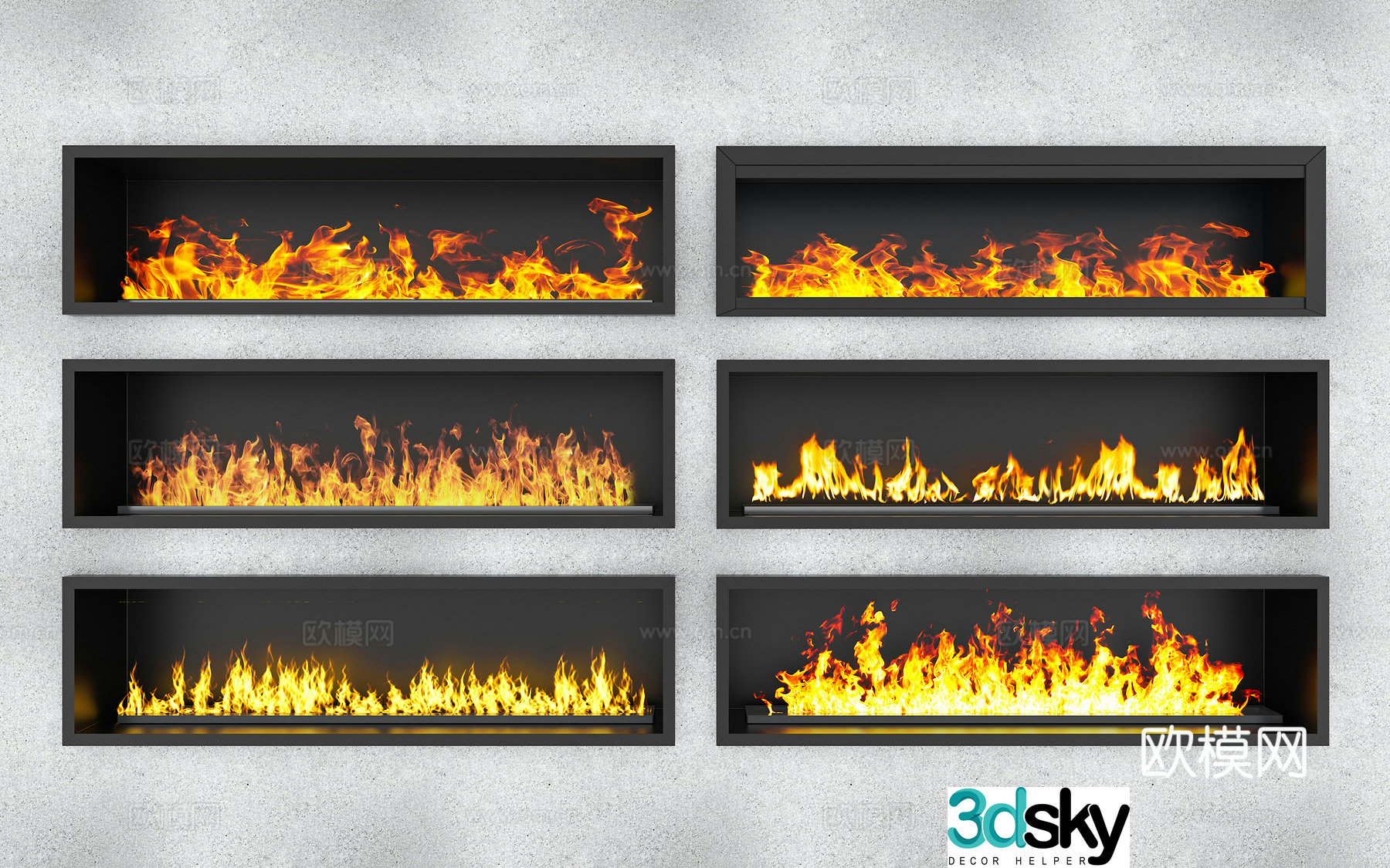 Modern Fireplace Flame 3d Model
