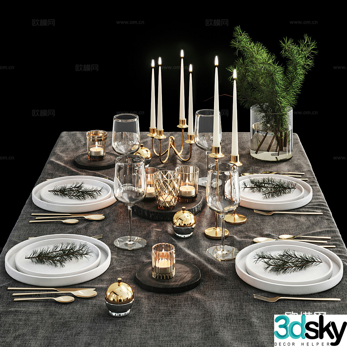 American Christmas tableware 3d model
