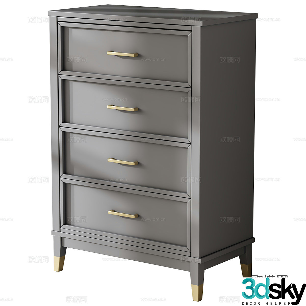 American simple Cazarina chest of drawers 3d model