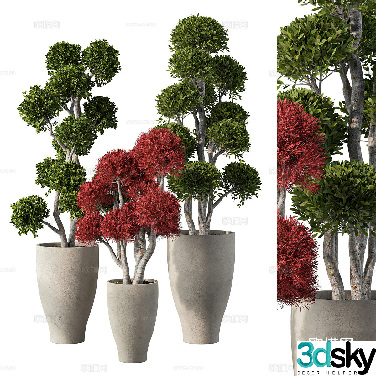New Chinese style wabi sabi pot plant 3D model
