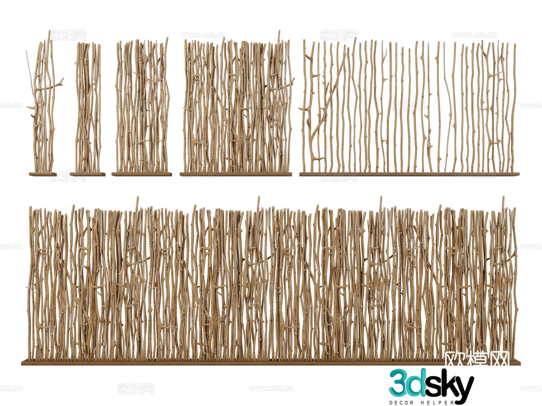 New Chinese style bamboo partition bamboo decorative wall 3d model