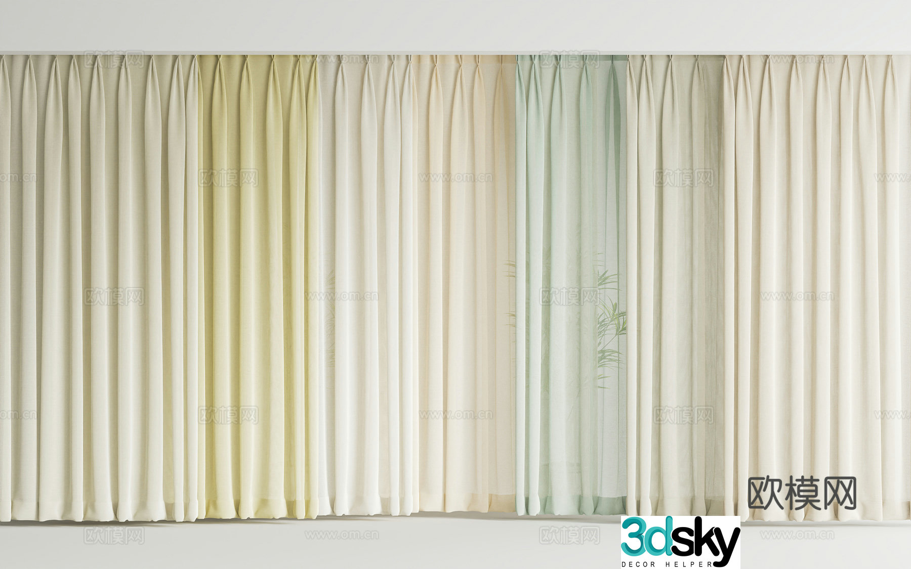 New Chinese style Chinese curtain French retro curtain gauze curtain 3d model