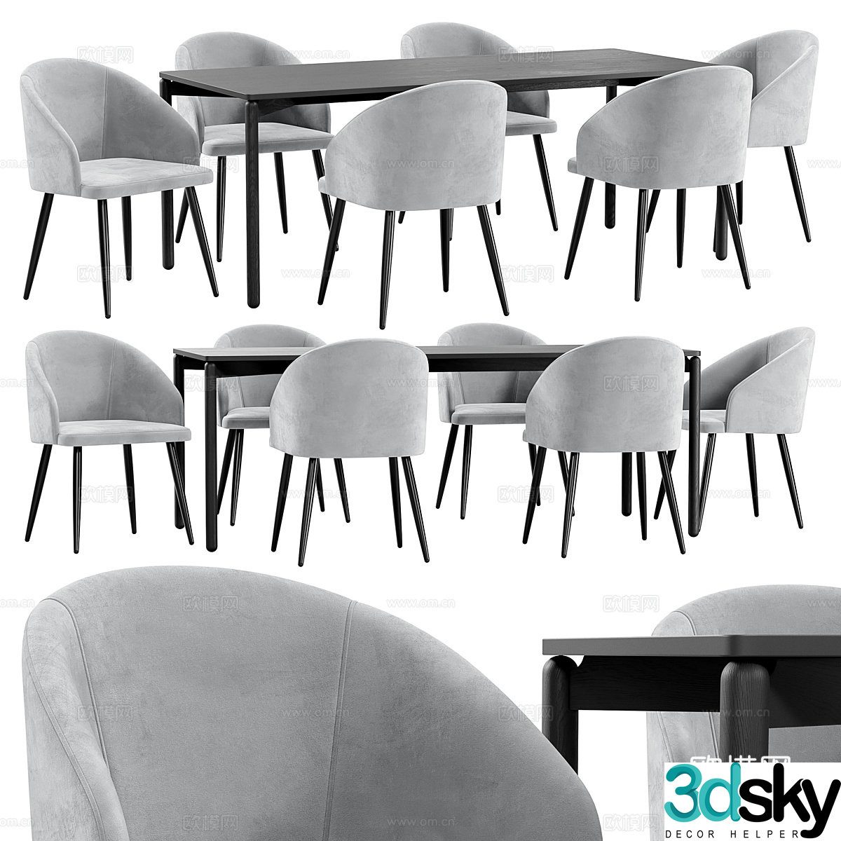 Modern Italian dining table and chair 3d model