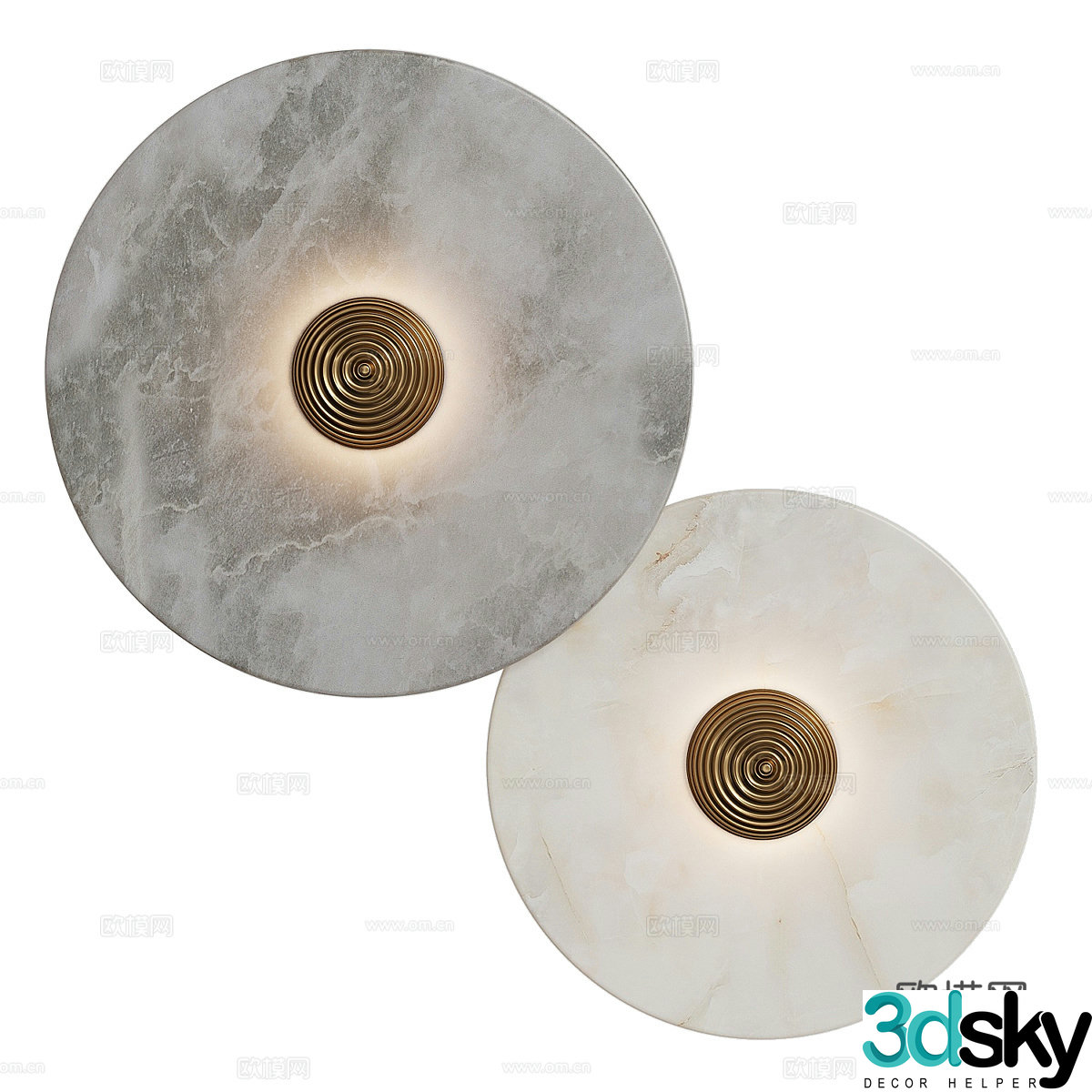 New Chinese style light luxury round wall light 3D model