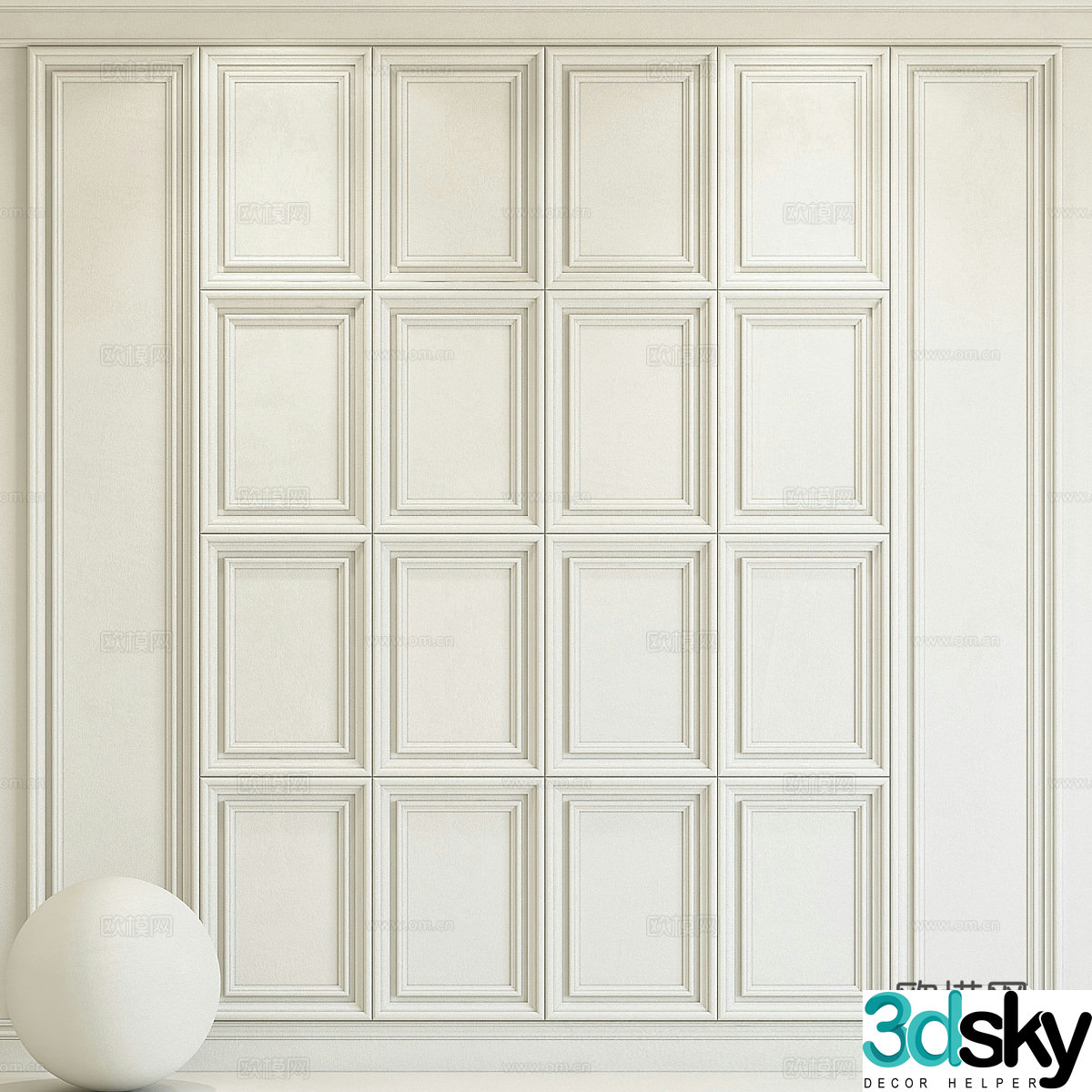 French wall panel 3d model