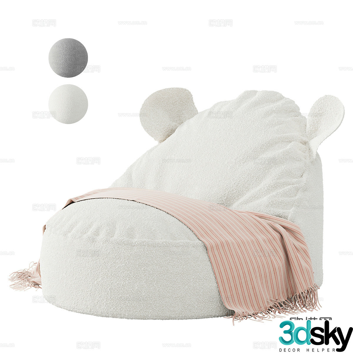 Modern cream style children’s sofa 3d model
