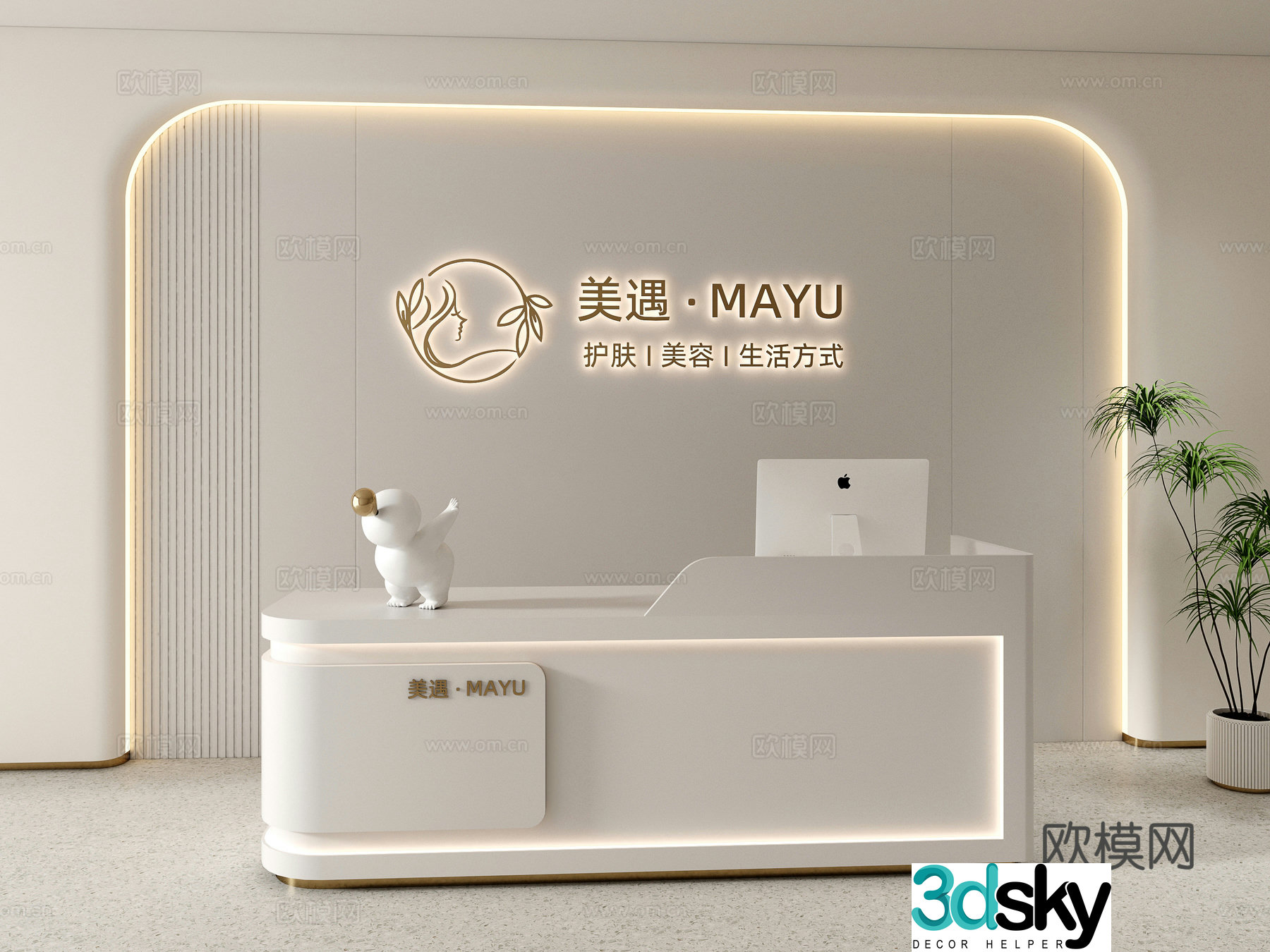 Modern front desk Beauty salon front desk Company front desk Simple front desk Beauty salon image wall B&B 3D model