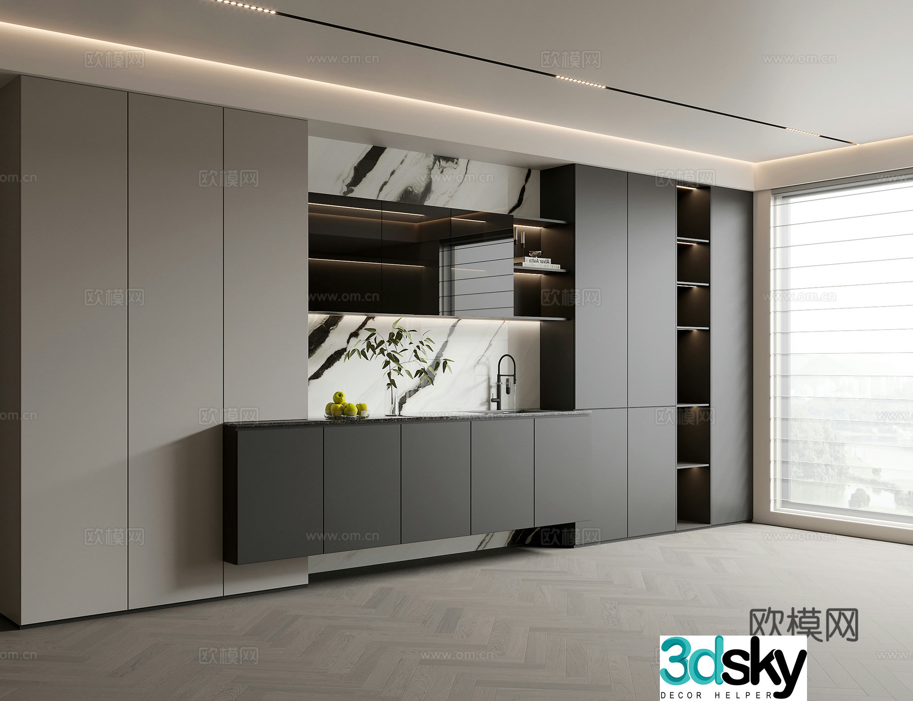 Modern minimalist sideboard 3D model