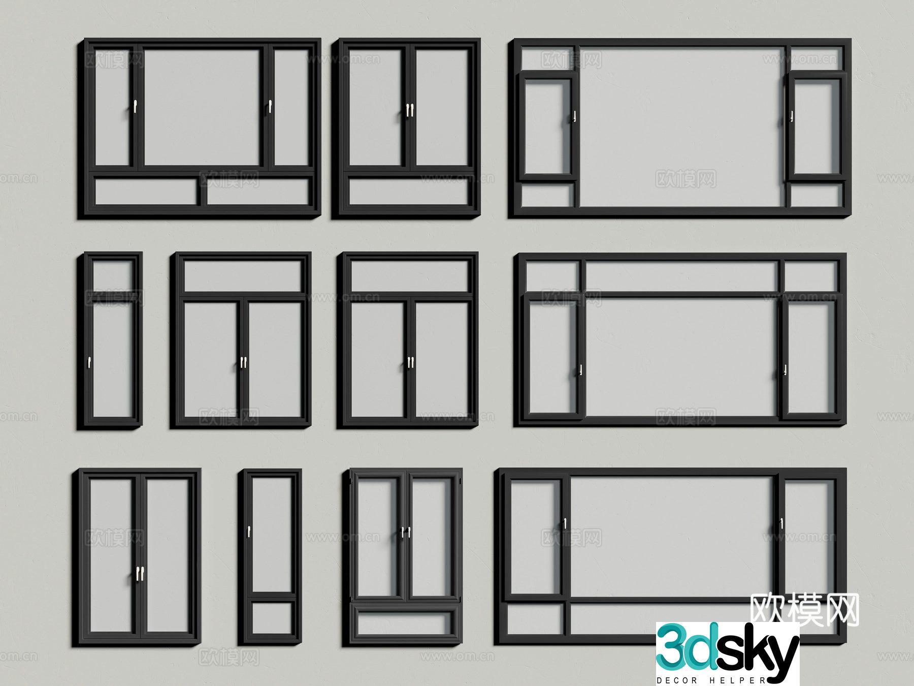 Modern windows broken bridge windows casement windows floor-to-ceiling windows aluminum alloy windows 3D model