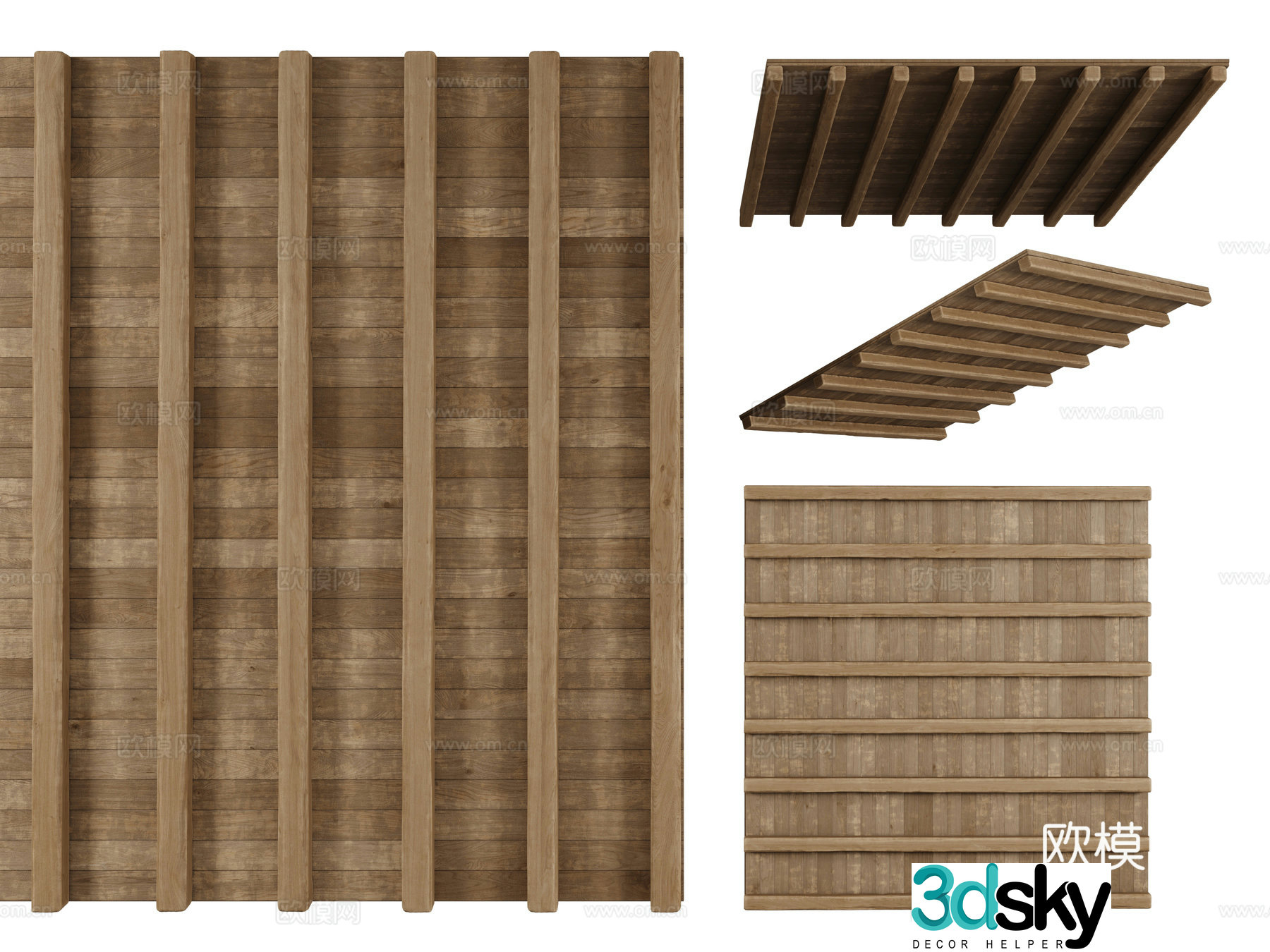 Modern wooden ceiling wooden beams floor wooden roof 3d model