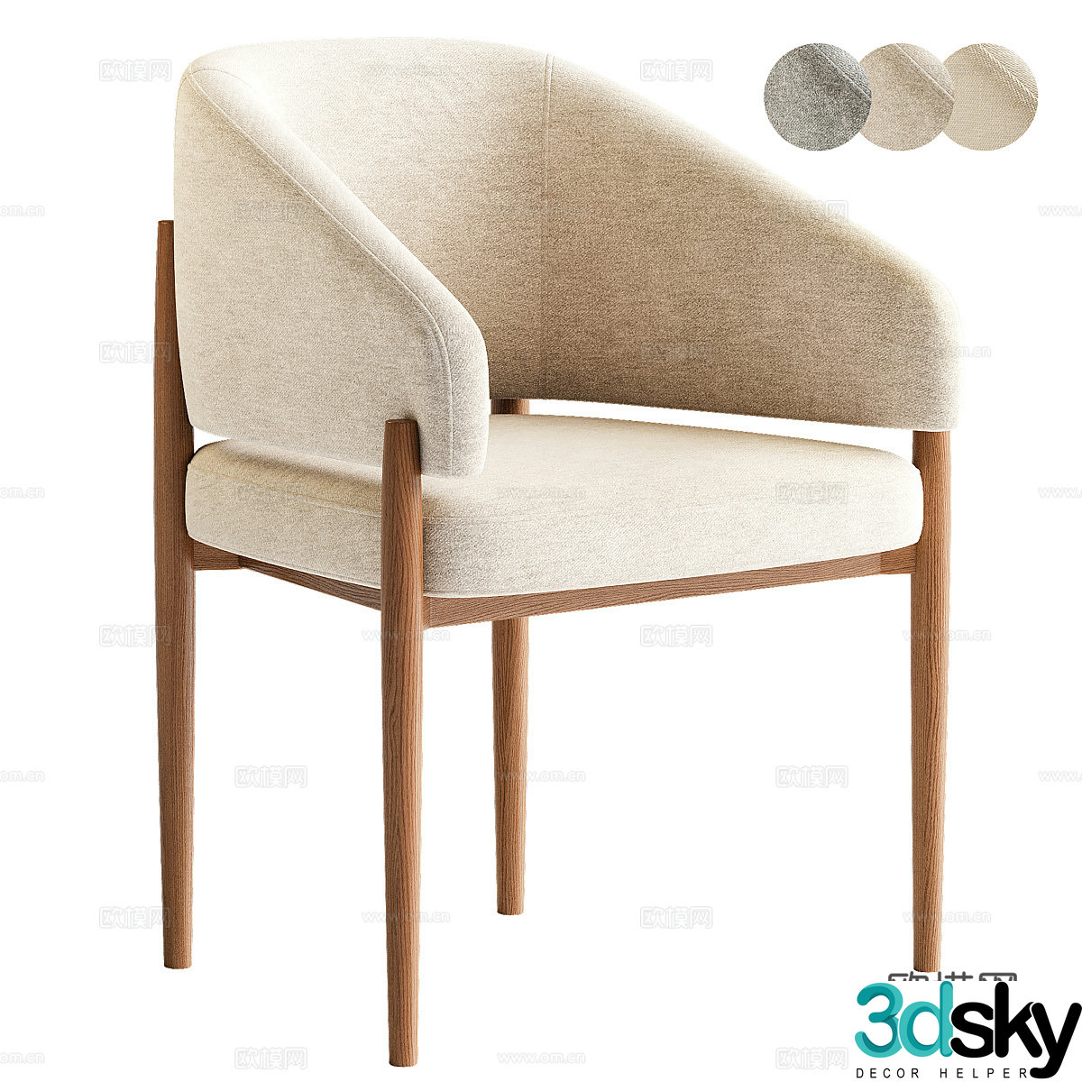 New Chinese style Wasabi dining chair 3D model