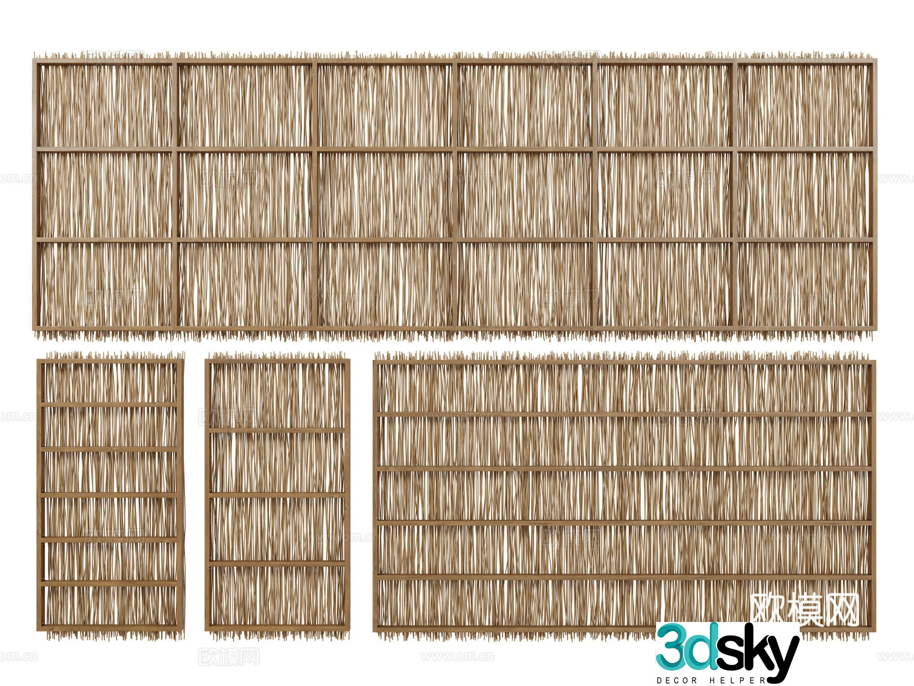 Modern wooden ceiling wooden beams floor wooden roof 3d model
