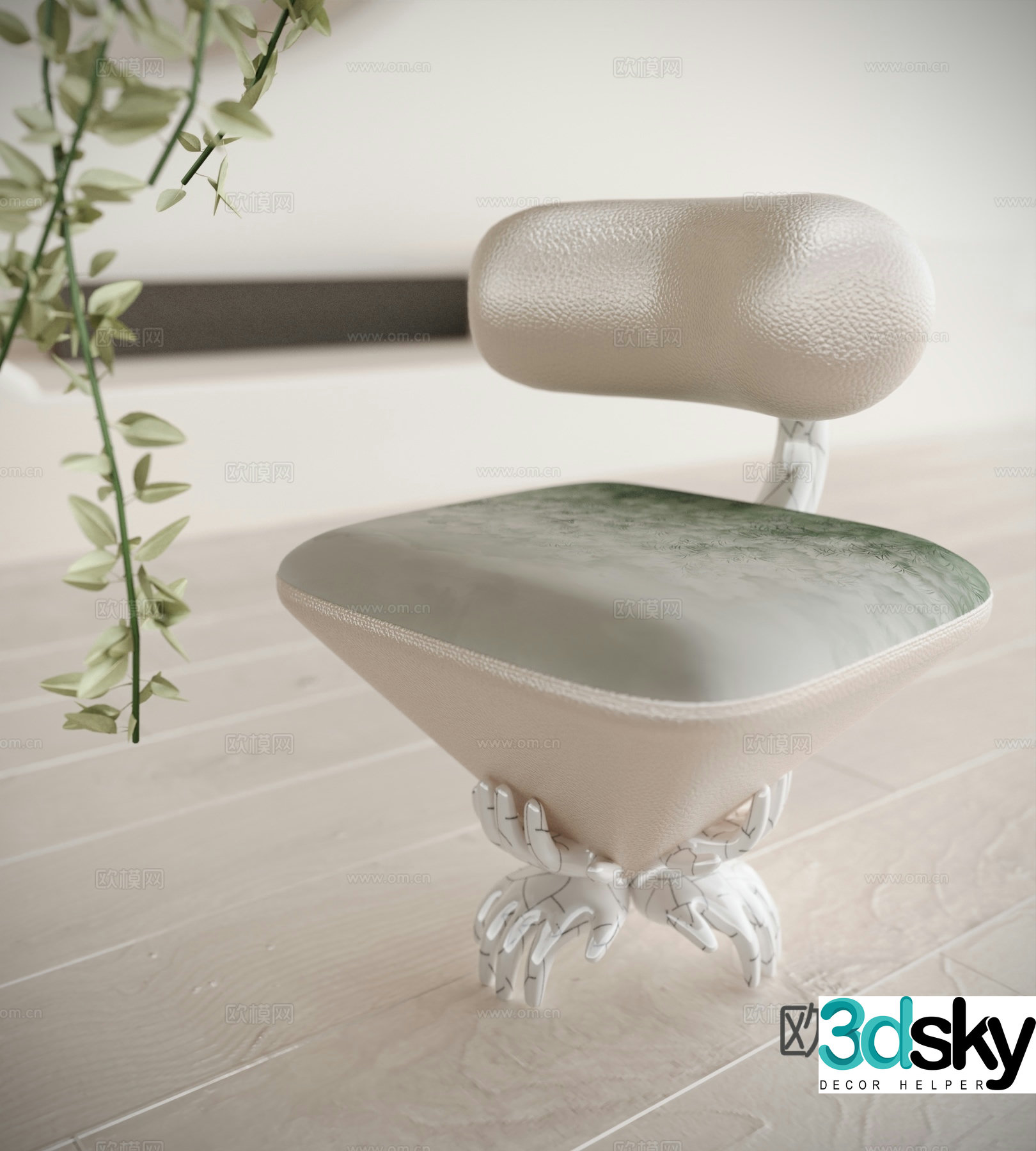 Modern single sofa stool single casual chair 3d model