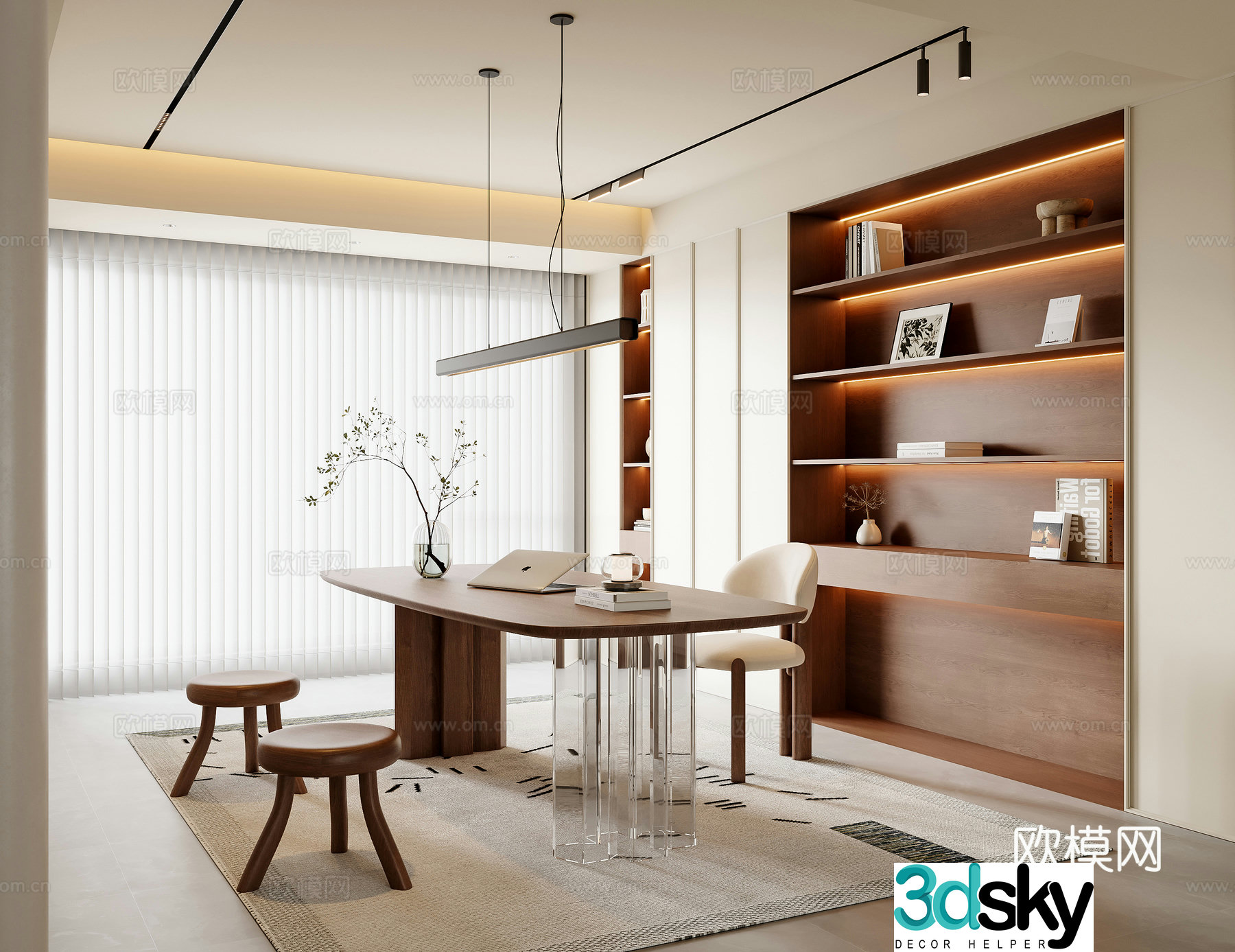 Middle-aged study room 3D model