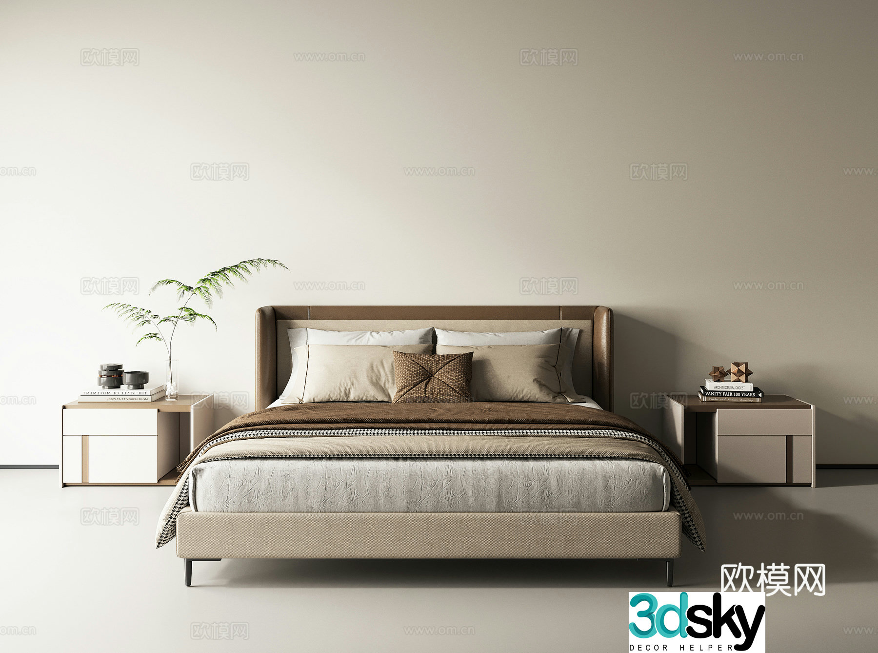 Modern double bed 3d model