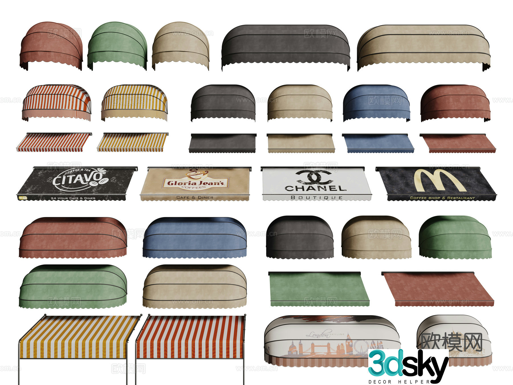 Modern awning awning awning combination 3d model