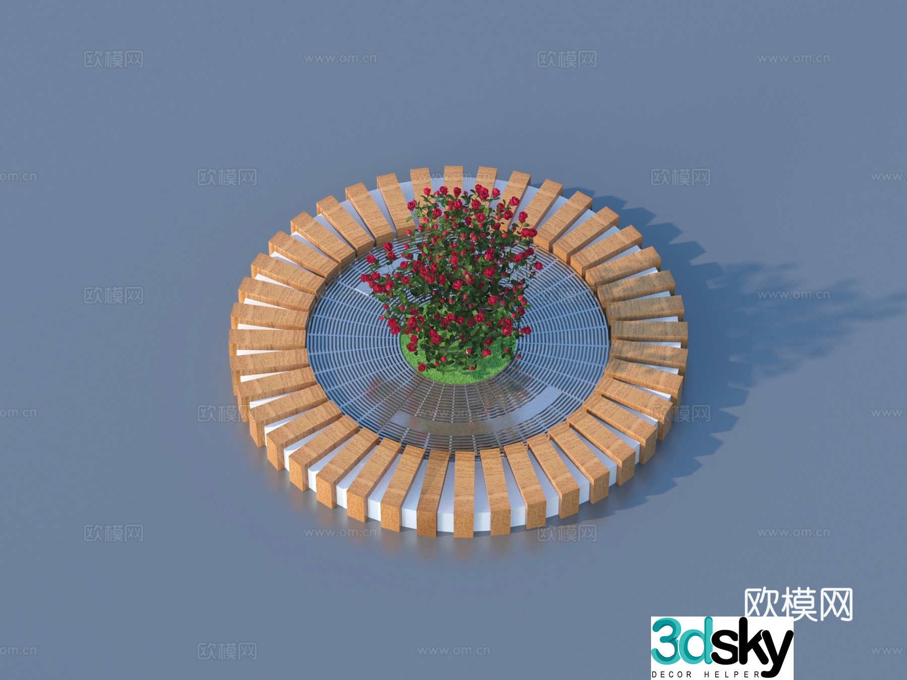 Tree Pool Sitting Bench Tree Pool Flower Bed 3D Model