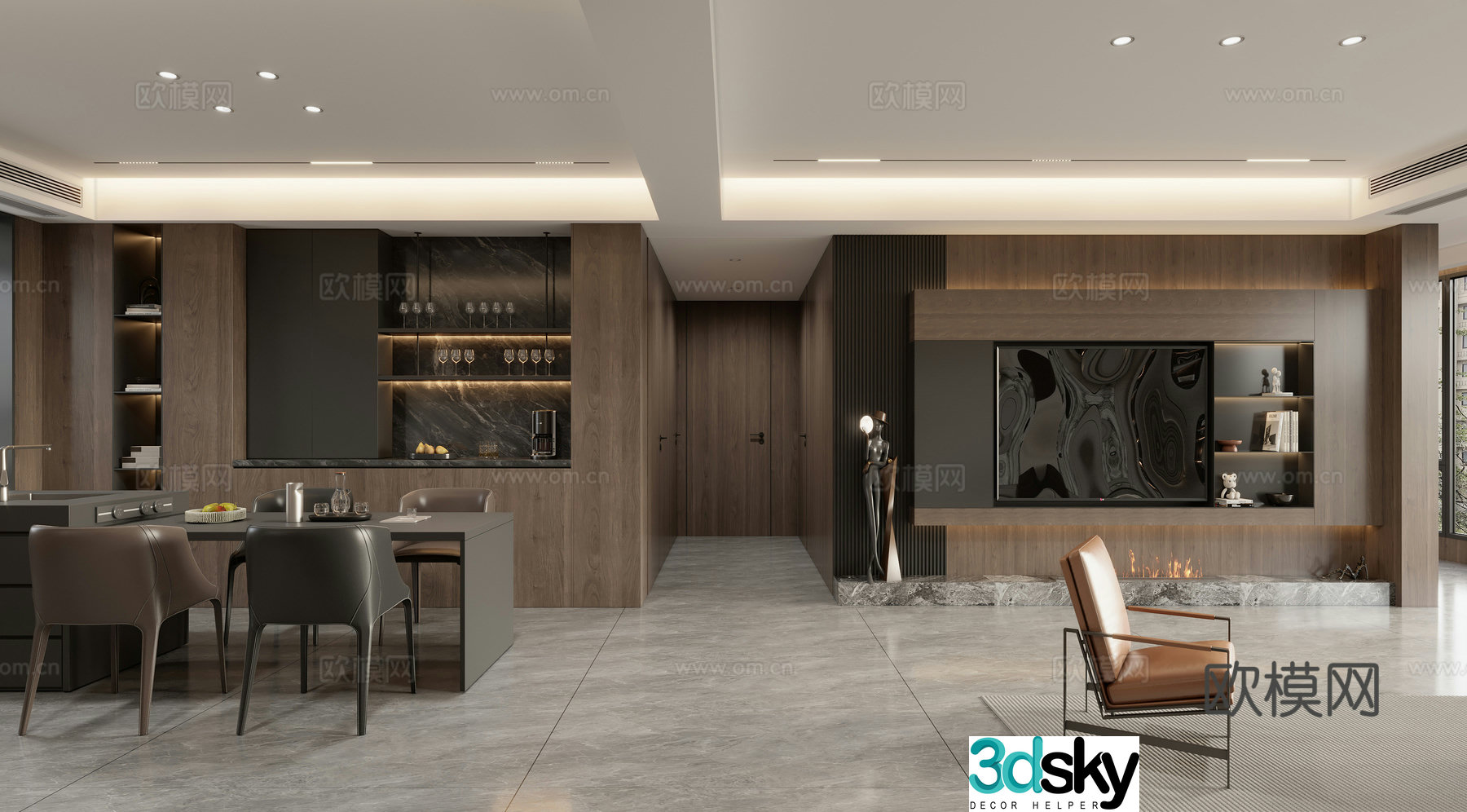 Modern Italian dining room 3d model