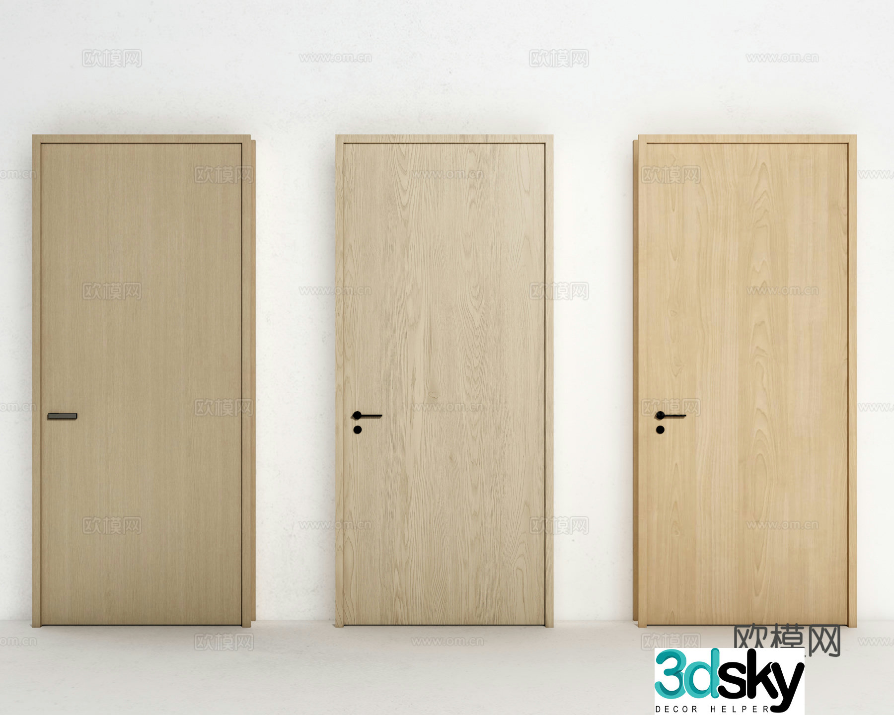 Modern single-open door Single-open door Sliding door 3D model
