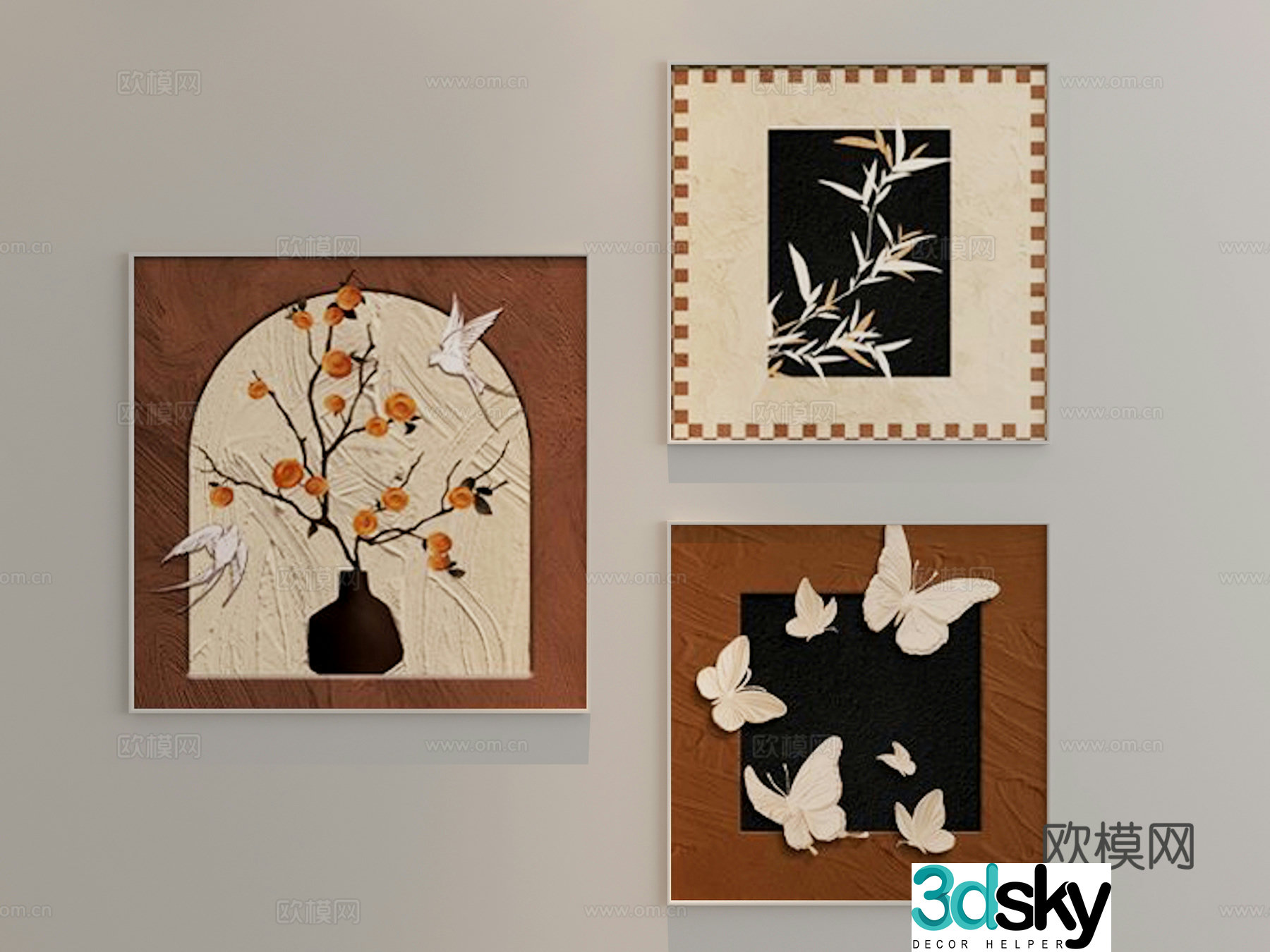 Modern combined paintings healing hanging paintings dining hanging paintings living room hanging paintings cream style hanging paintings 3D model