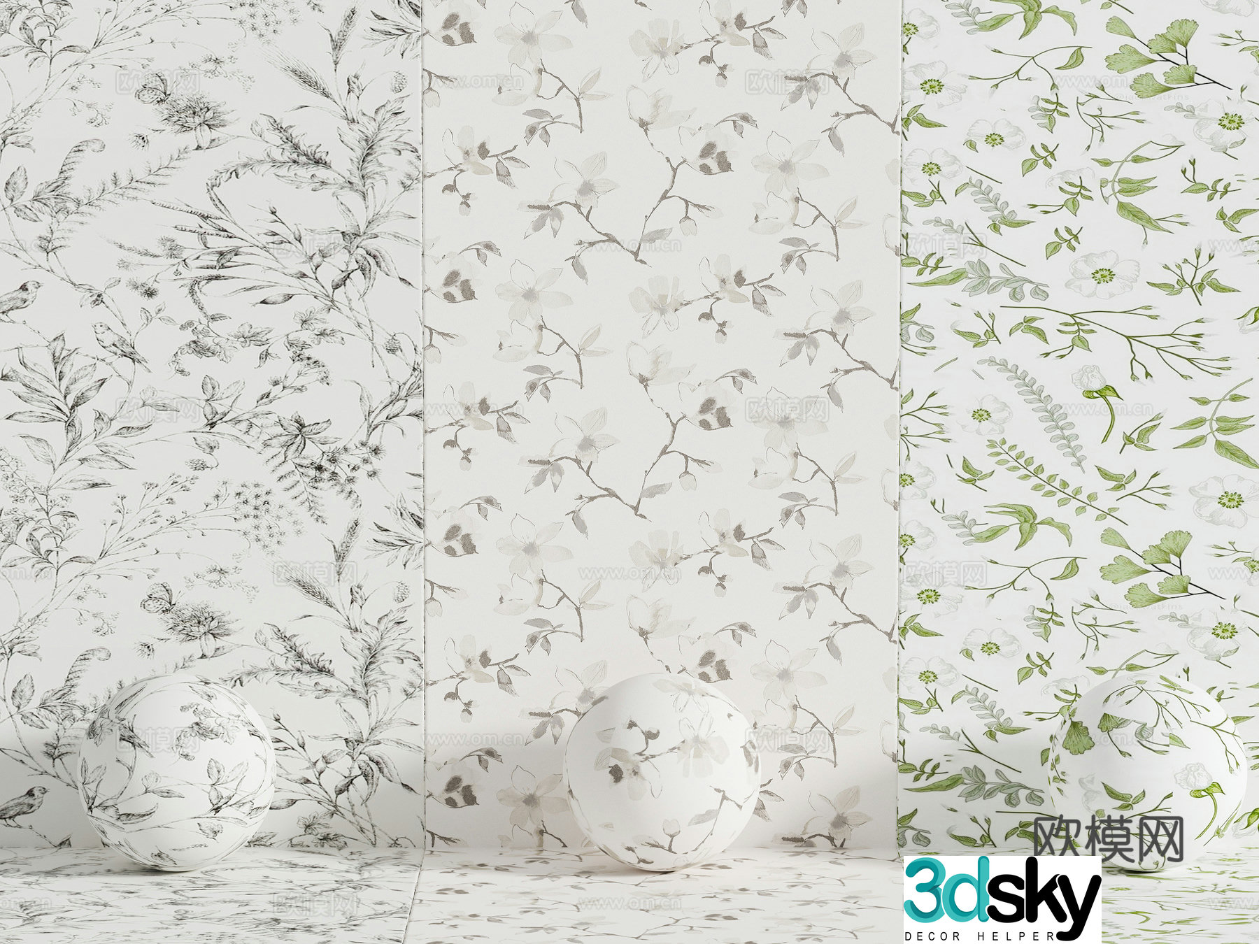 French retro wallpaper wallpaper 3d model