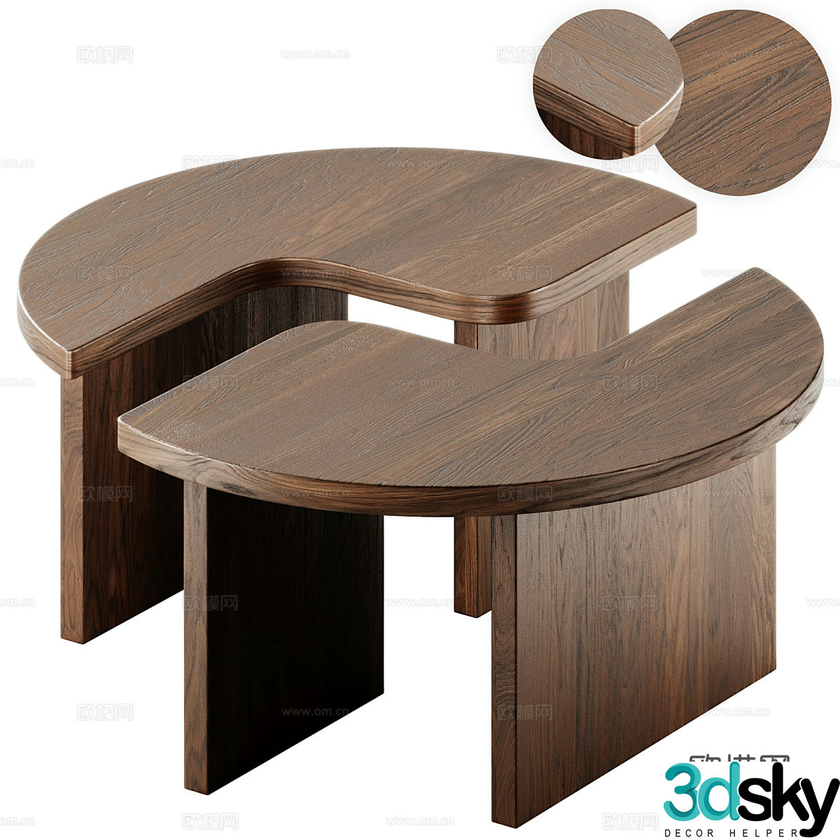 Modern Italian solid wood coffee table 3D model