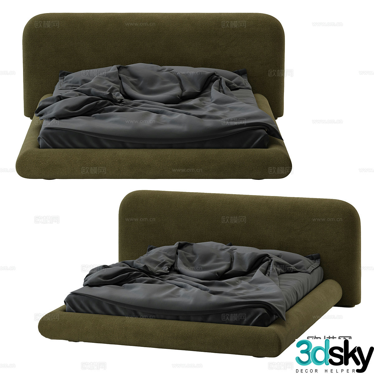 Modern simple double bed Double bed Simple bed Bedroom bed Pillow 3D model