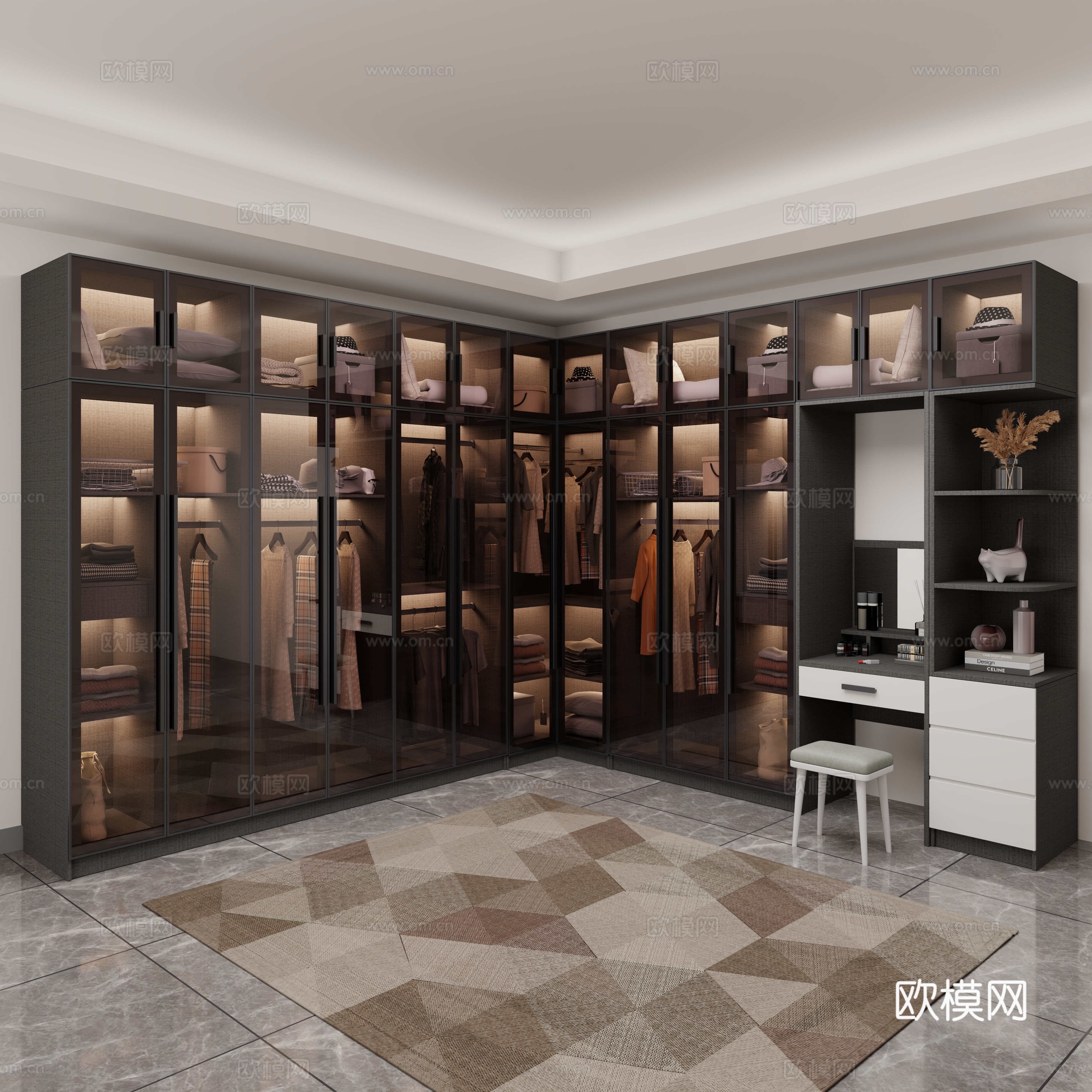 Modern wardrobe Glass wardrobe Wardrobe decoration Custom wardrobe 3d model