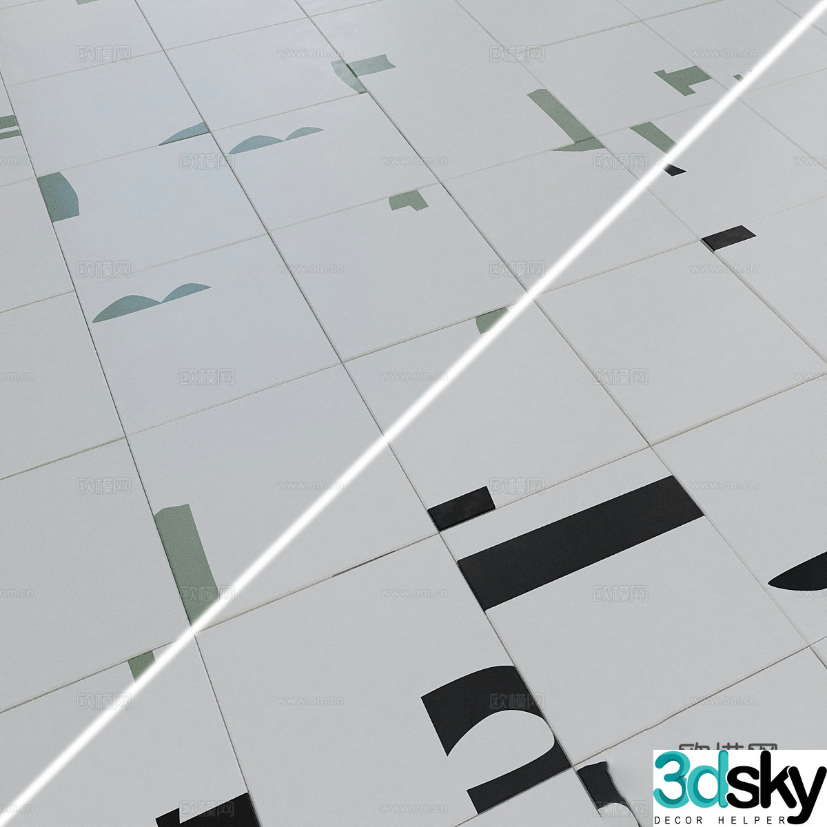 Ceramic tiles Flower tiles Antique tiles 3D model