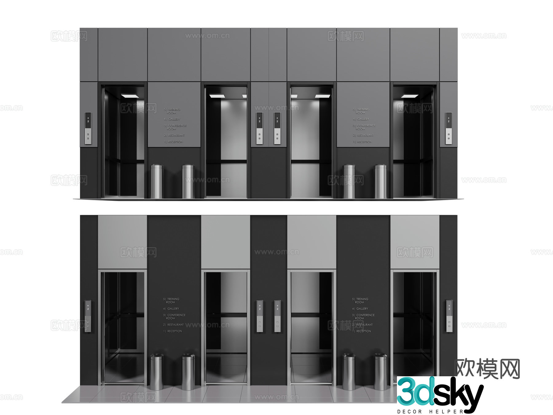 Modern elevator indoor elevator shopping mall elevator 3d model