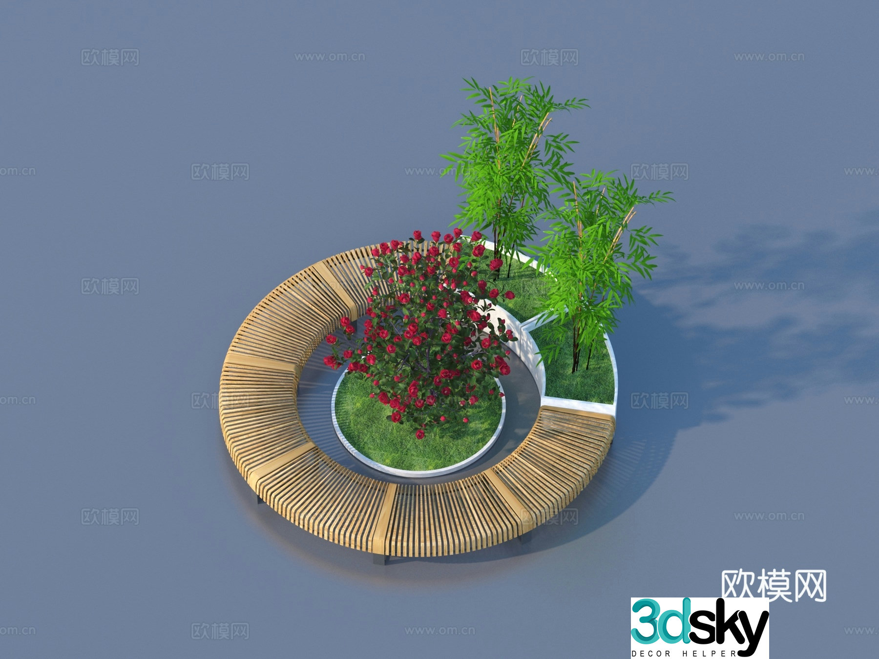Tree Pool Sitting Bench Tree Pool Flower Bed 3D Model