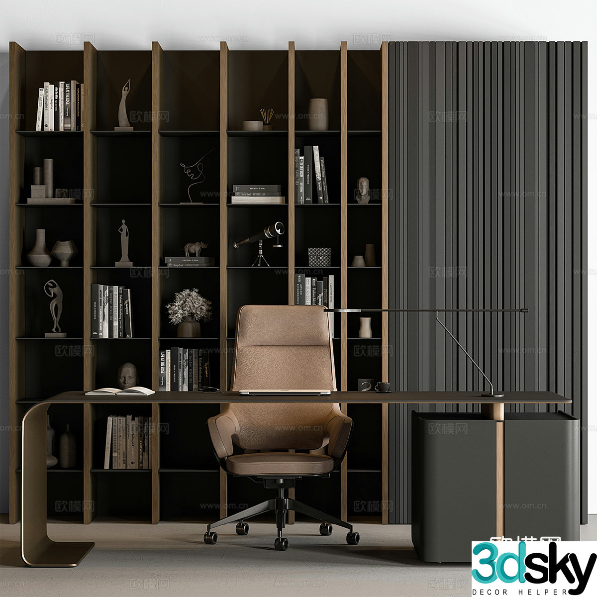 Modern Italian light luxury Boss Desk office furniture 3D model
