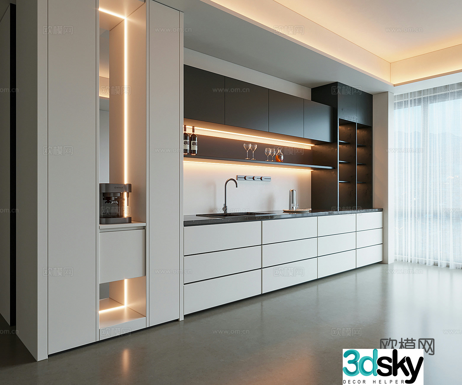Modern light luxury sideboard 3D model