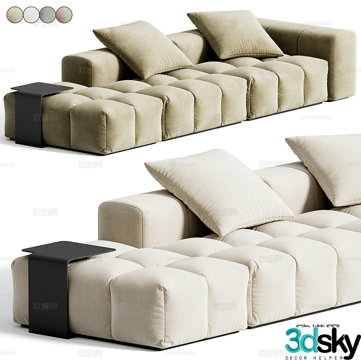 Modern Italian fabric casual sofa 3d model