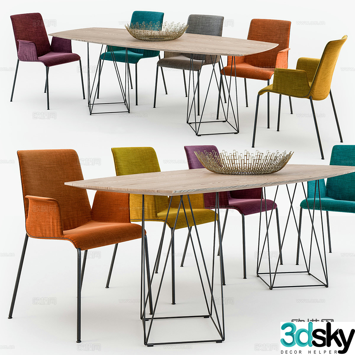 Dining table and dining chair 3d model