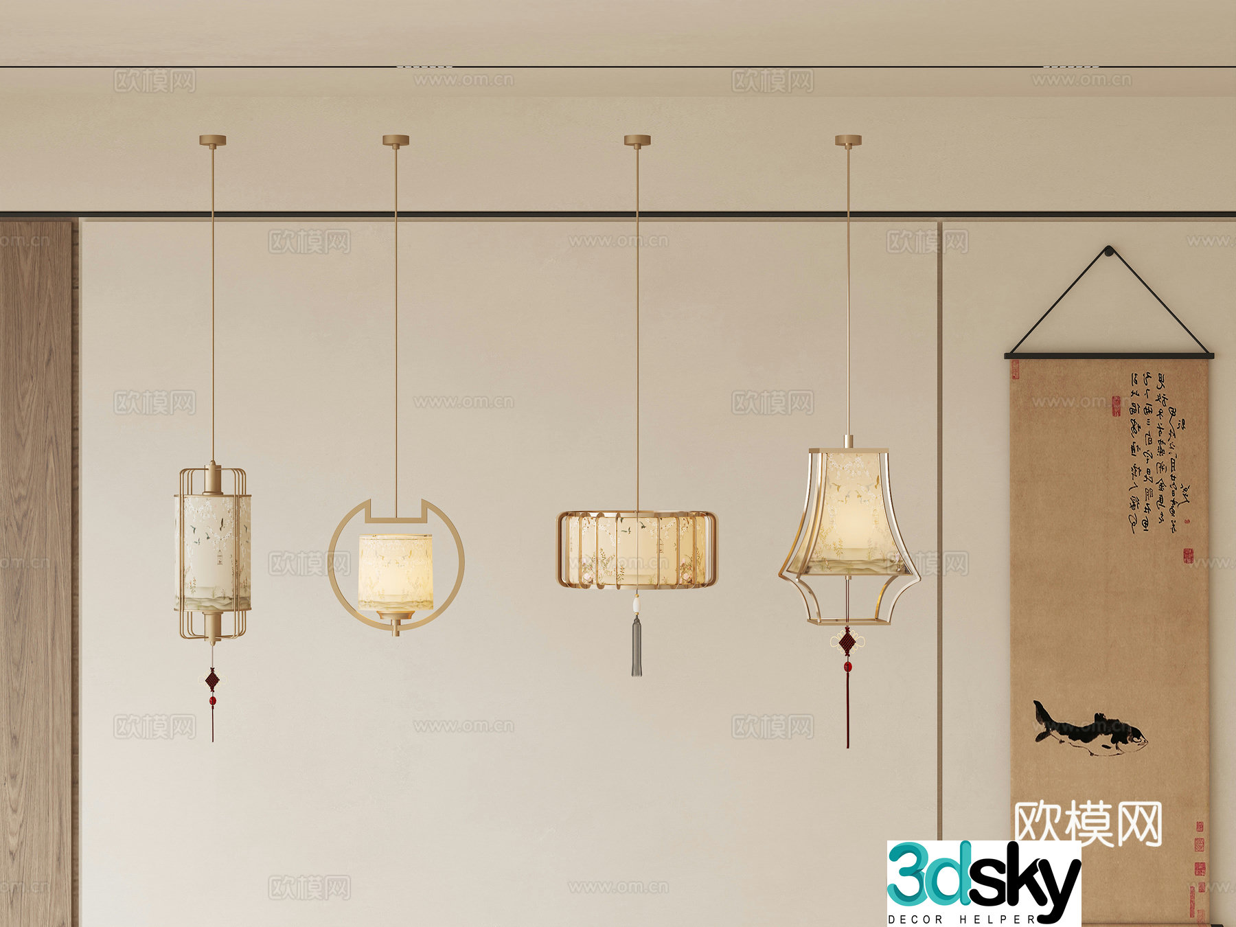 New Chinese style Chinese chandeliers New Chinese style Chinese chandeliers Song’s aesthetic chandeliers Lantern chandeliers Decorative 3D model