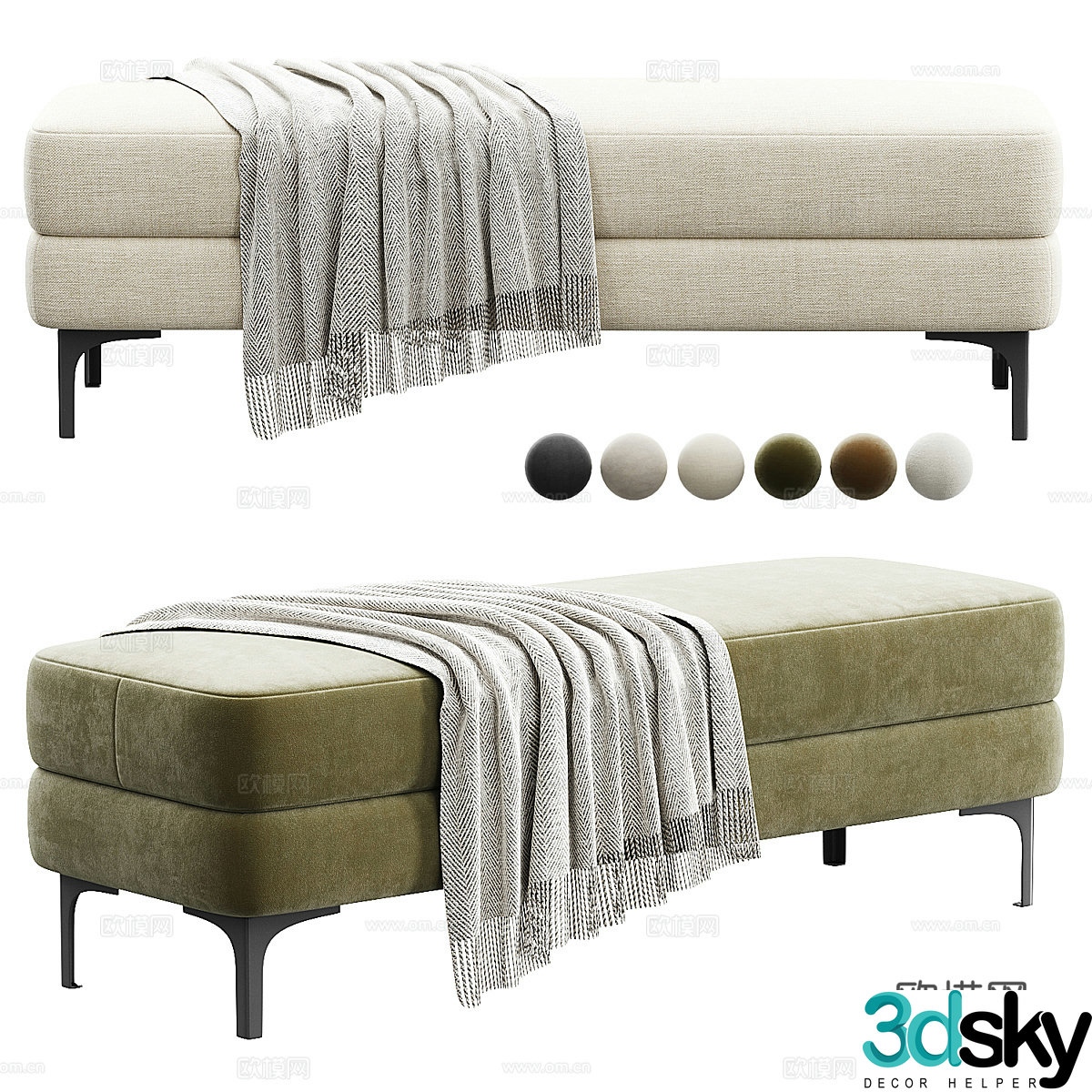Modern Italian light luxury MENDINI bench 3D model