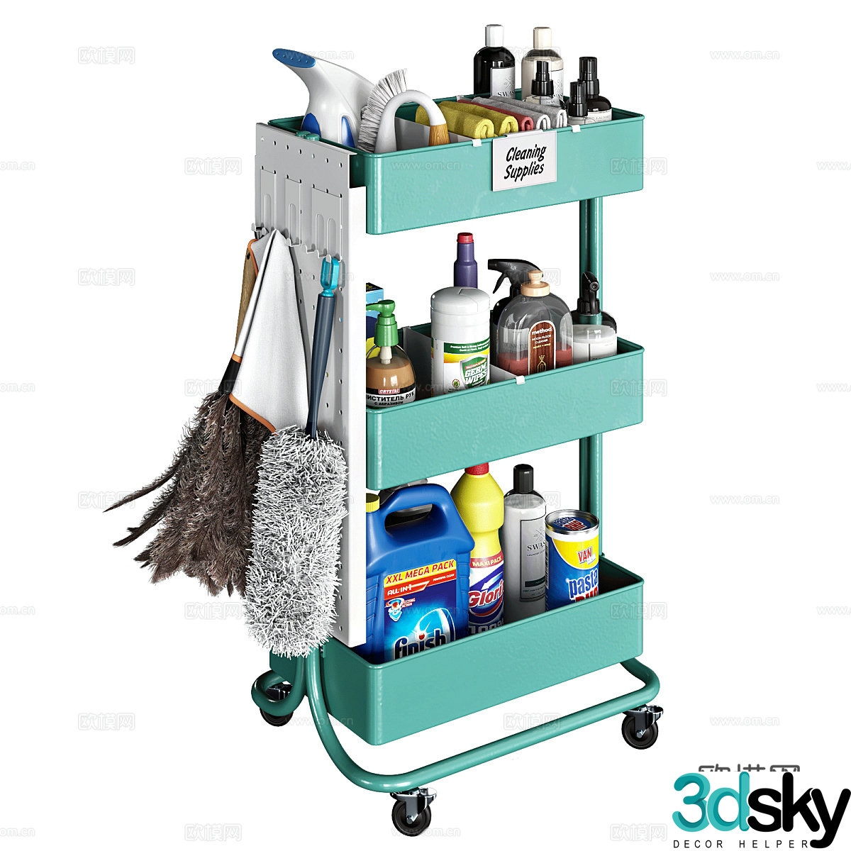 Cleaning cart Cleaning supplies 3d model