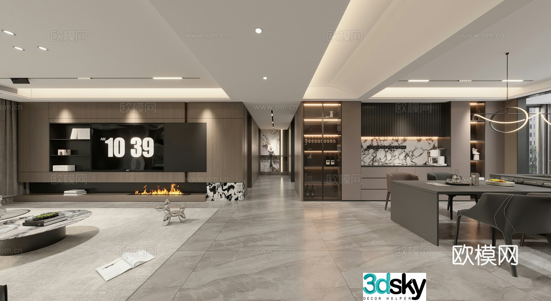 Modern Italian dining room 3d model