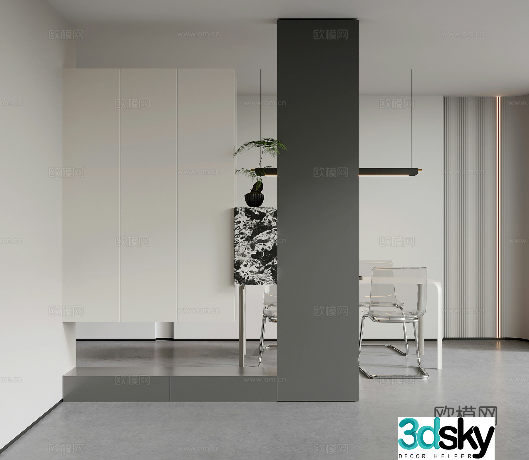 Modern simple entrance hall entrance hall cabinet 3D model