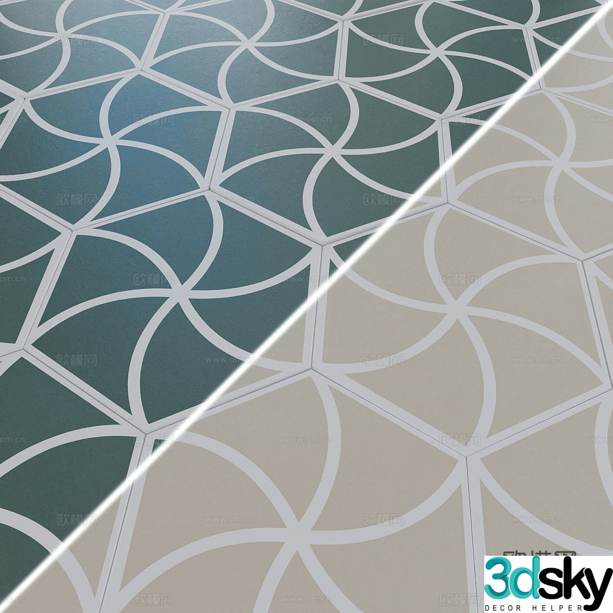Ceramic tiles Flower tiles Cement tiles Antique tiles 3D model